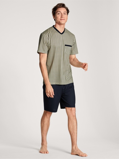 Pyjama short homme 100% coton CALIDA "Relax Imprint 1" 43482 - White pepper 913