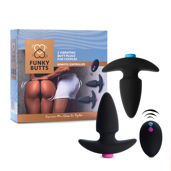 Plug anal vibrant télécommandés set de 2 pièces FEELZ TOYS "Funky Butts"