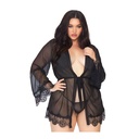Peignoir court & string LEG AVENUE SIZE PLUS 86107X - Noir