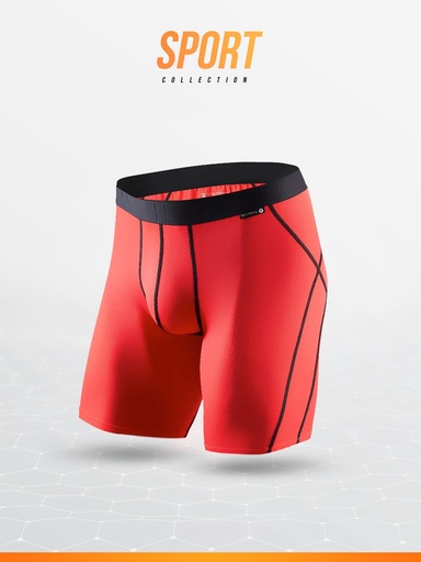 Boxer homme de sport longues jambes microfibre avec maintien intérieur LOIC HENRY "Sport" KBS100R - Rouge