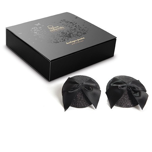 Nippies cache seins BIJOUX INDISCRETS "Burlesque Pasties- Glitter & satin bow" 300641 - Noeud