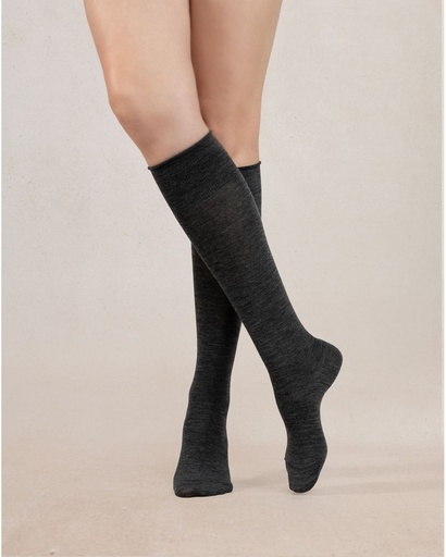 Chaussettes 3/4 laine fine BLEU FORET "Velouté Laine" FBU6970 - Anthracite TH8