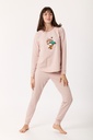 Pyjama long femme WOODY 222-1-PZG-Z - Rose rayé 936