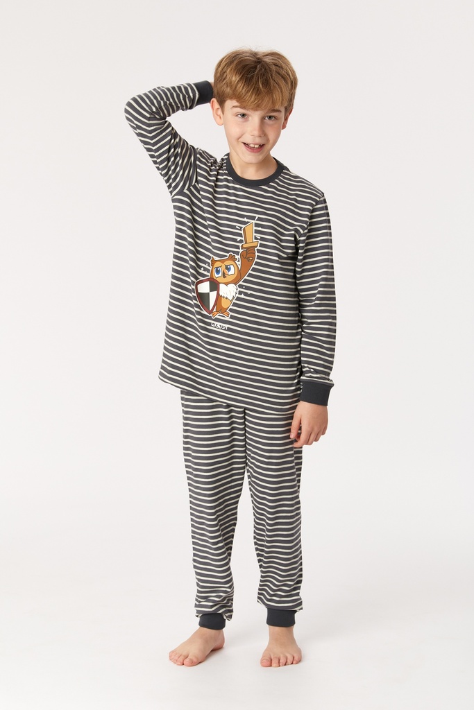 Pyjama long garçon WOODY 222-1-PZL-Z - Gris rayé 935