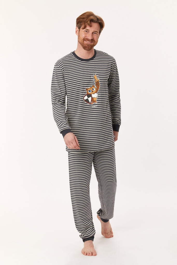 Pyjama homme WOODY 222-1-PZL-Z - Gris rayé 935