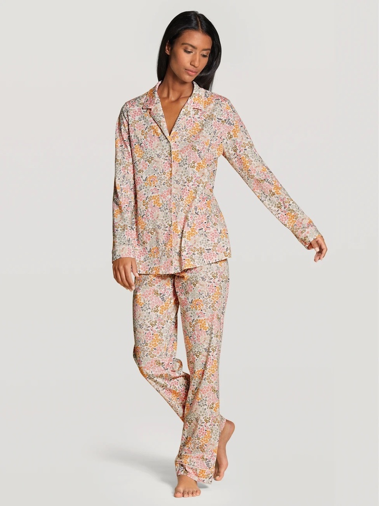 Pyjama long dame 100% coton CALIDA "Night Lovers" 43629 - Honeycomb 038