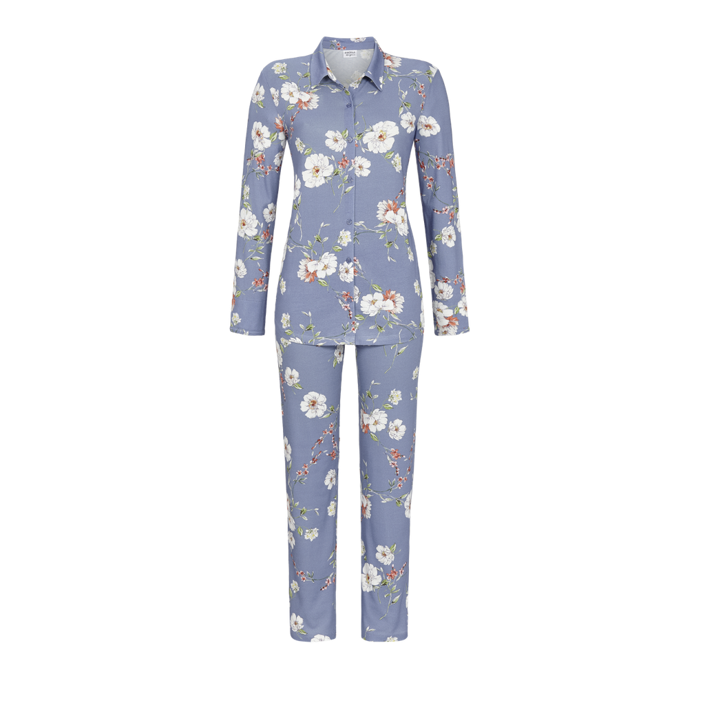 Pyjama femme avec haut boutonné RINGELLA "Pouvoir des Fleurs" 2561203 - Bleu jeans 213