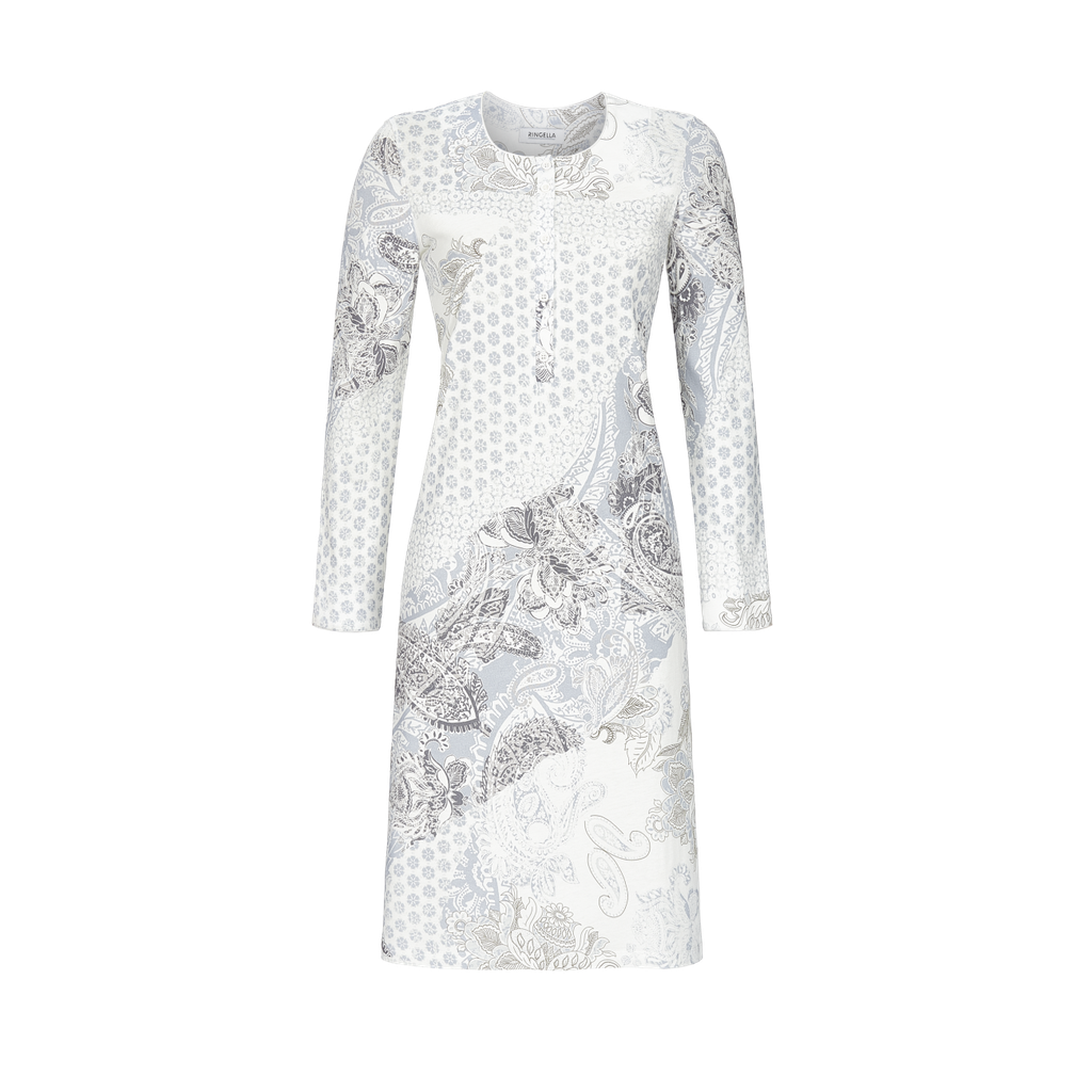 Chemise de nuit avec patte de boutonnage 100% coton RINGELLA "Pastels d'Hiver" 2511048 - Ivoire 130