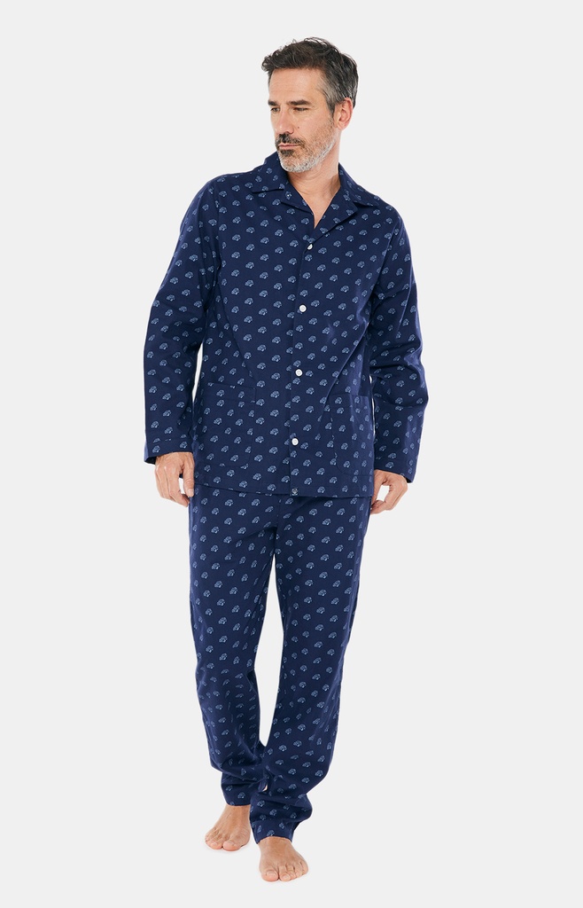 Pyjama long homme boutonné en pilou ARTHUR "City" PLC - Marine 2CVH22