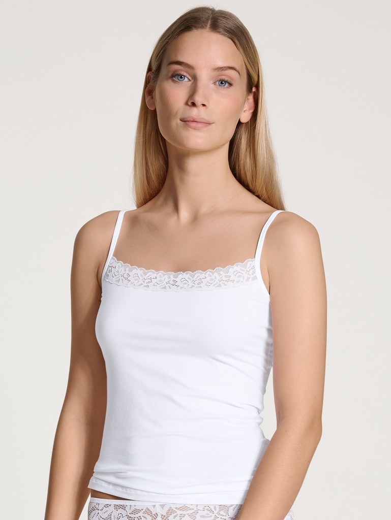 Top fines bretelles & large dentelle durable CALIDA "Natural Comfort Lace" 10156 - Blanc 001