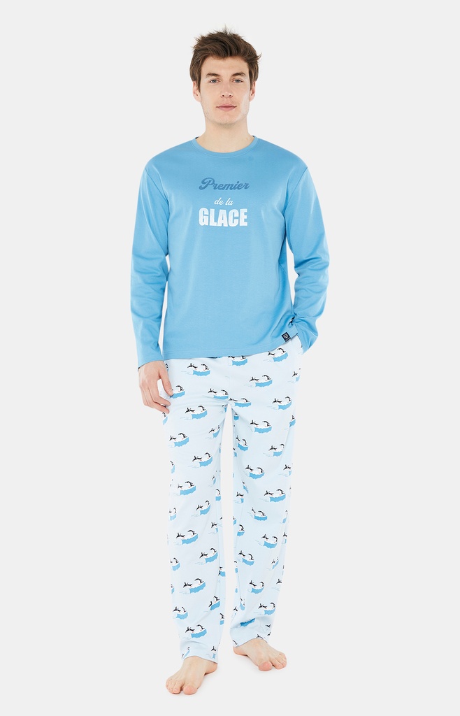 Pyjama long homme coton bio ARTHUR "Iceberg" ZAC - Glace PREMH22
