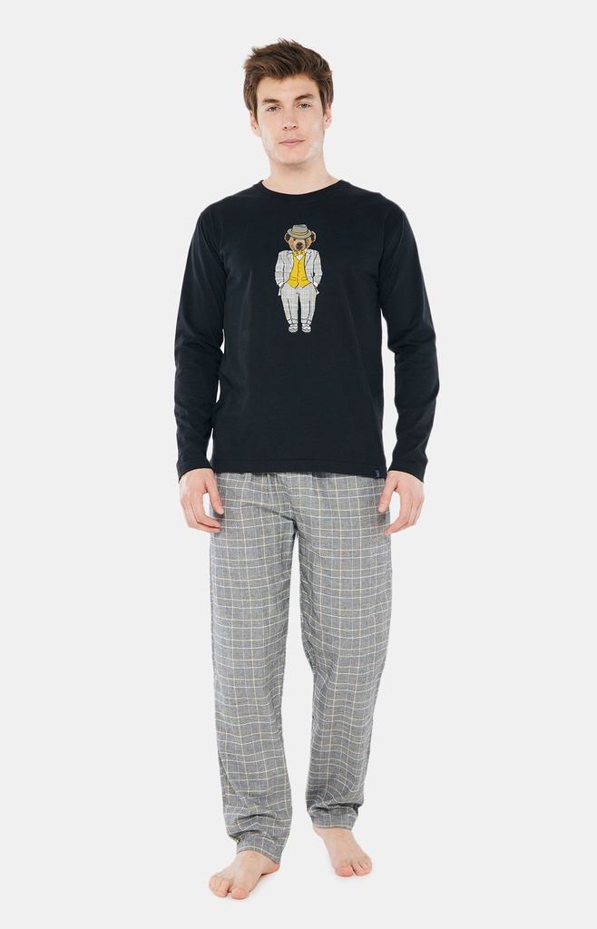 Pyjama long homme 100% coton ARTHUR "Charles" BOS - Gris CHARH22