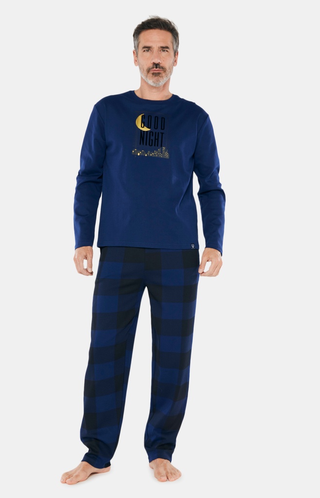 Pyjama long homme coton bio ARTHUR "Good Night" ZAC - Marine GOODH22