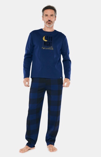 Pyjama long homme coton bio ARTHUR "Good Night" ZAC - Marine GOODH22