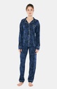 Pyjama long femme boutonné en pilou ARTHUR "Good night" PLY - Marine GOODH22
