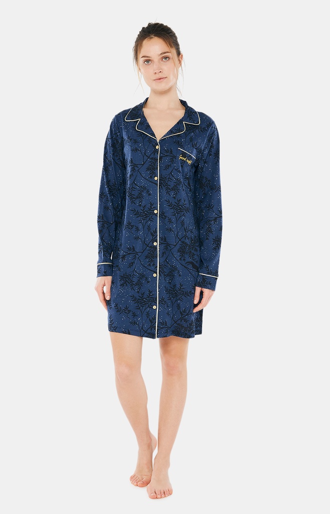 Liquette femme boutonnée  ARTHUR "Good Night" LLY - Marine GOODH22