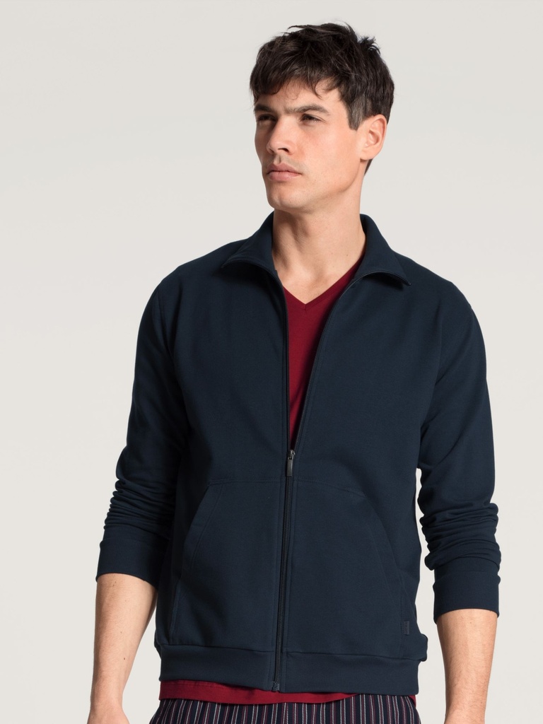 Veste de jogging homme homewear 95% coton CALIDA "Remix Basic Lounge" 15281 - Dark Sapphire 479