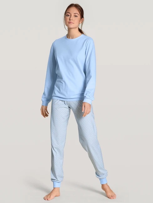 Pyjama long dame 100% coton durable CALIDA "Lovely Nights" 47456 - Cerulean 383