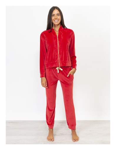 Pyjama long femme avec fermeture éclair VERDISSIMA LI11 - Rouge 00005
