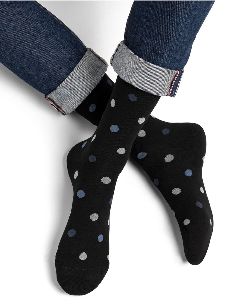 Chaussettes homme fantaisie BLEU FORET "Urban Pois" 2269 - Noir gris DV2