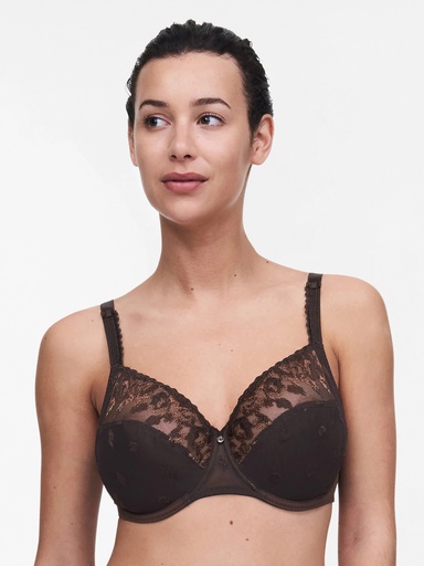 Soutien-gorge avec armatures 3 parties enveloppant CHANTELLE "Bold curve" C13M10 - Brun multicolore 0ES