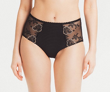 Culotte taille haute LOUISA BRACQ "Elise" 419-50 - Noir Broderie Nude NBN