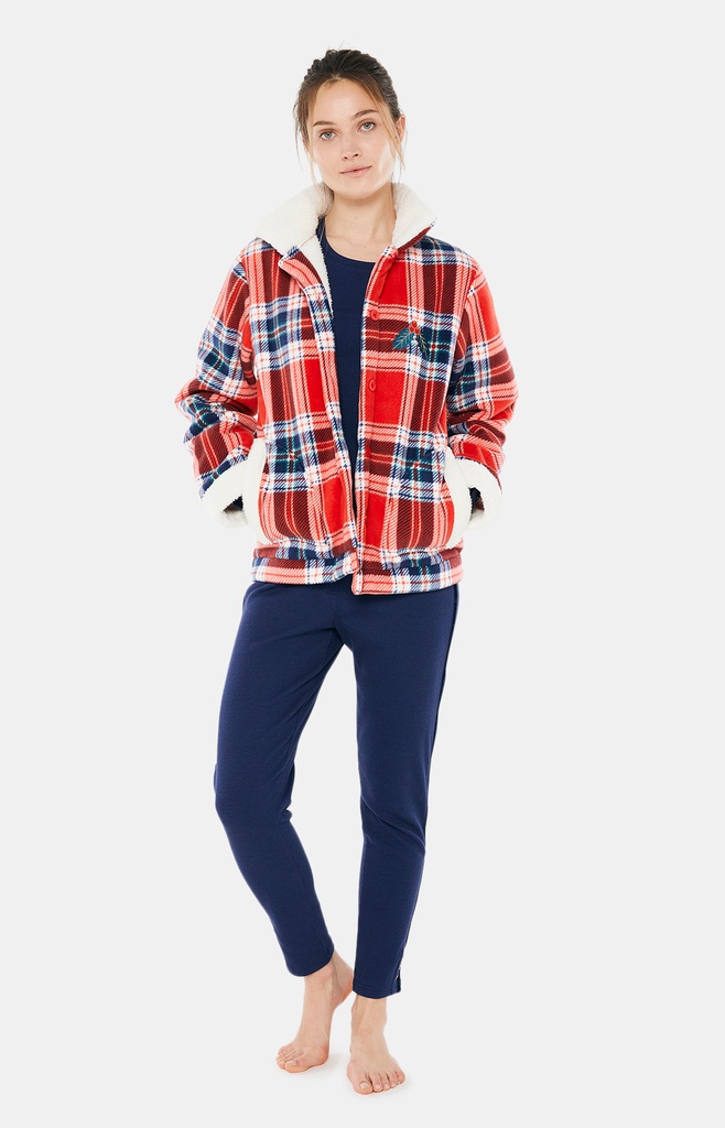 Veste femme polaire homewear ARTHUR "Logan" VET - Rouge LOGAH22