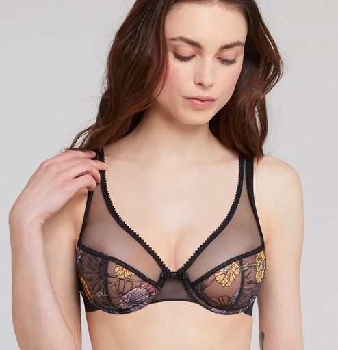 Soutien-gorge armature foulard LOU "Jardin d'Hiver" 54341 - Noir 030