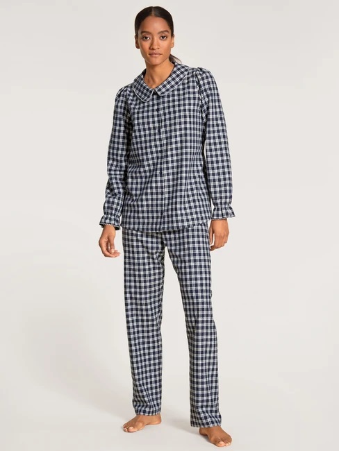 Pyjama dame boutonné 100% coton CALIDA "Holiday Dreams" 48155 - Dark lapis blue 339
