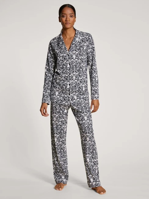 Pyjama dame boutonné CALIDA "Winter Dreams" 41292 - Dark lapis blue 339