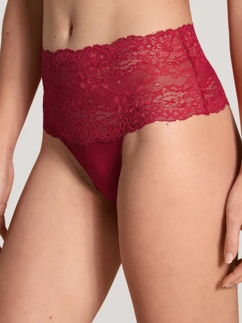 String coton & dentelle taille haute CALIDA "Sensual Secrets" 20931 - Red Rio 167