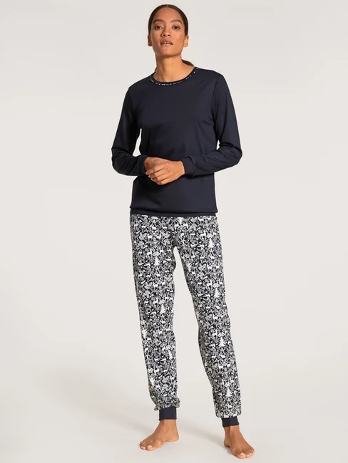 Pyjama long dame avec bords élastiques CALIDA "Winter Dreams" 41392 - Dark lapis blue 339