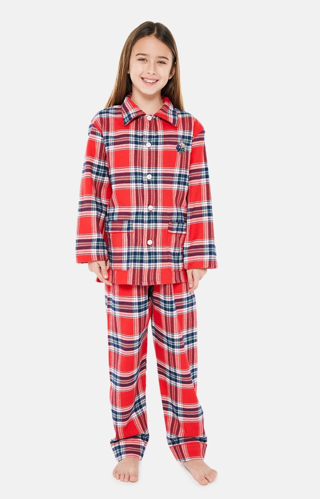 Pyjama long enfant 100% coton bio ARTHUR "Logan" PYE - Rouge LOGAH22