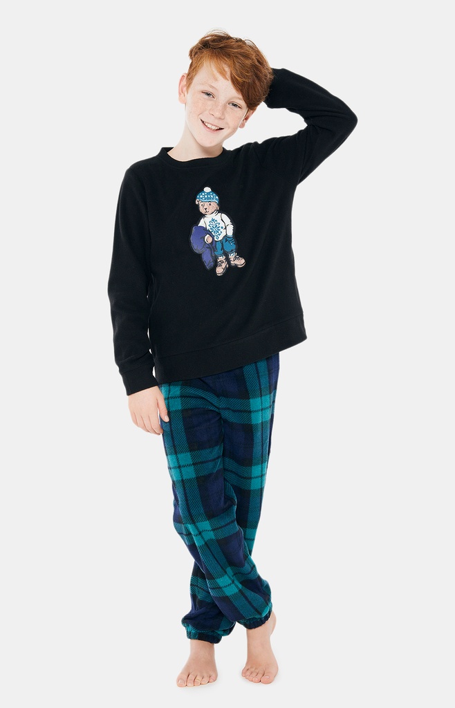 Pyjama long enfant polaire ARTHUR "Bill" LUL - Vert BILLH22