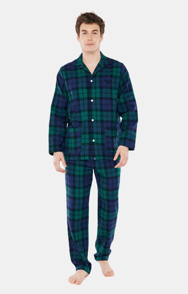 Pyjama long boutonné homme polaire ARTHUR "Bill" PLC - Vert BILLH22