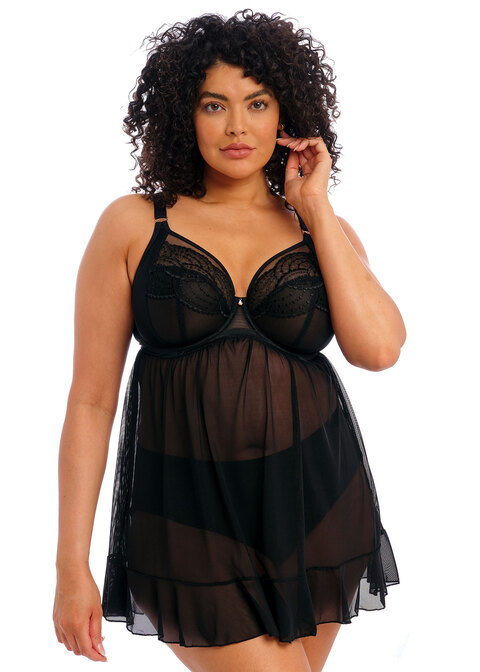 Babydoll spécial poches profondes avec armatures ELOMI "Priya" EL4551 - Noir BLK