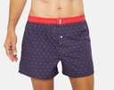 Caleçon américain homme avec maintien 100% coton bio ARTHUR "Le Club" CSP - Marine Motif St Valentin CL1041