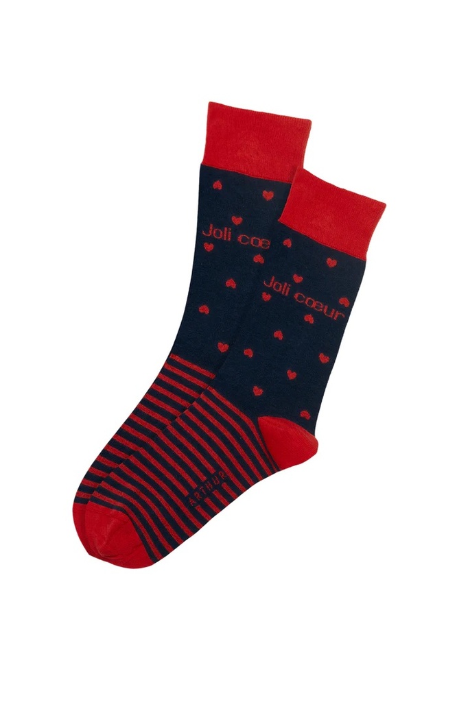 Chaussette homme fantaisie ARTHUR "Joli Coeur" 1SF - Marine Motif St Valentin SVALE23