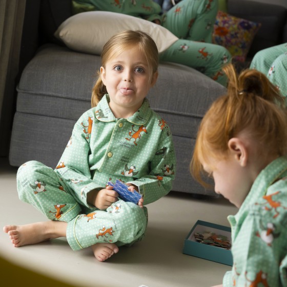 Pyjama boutonné enfant en pilou JUSQU'AU LEVER DU JOUR - Corbeau/Renard