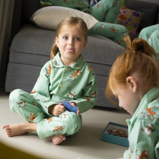 Pyjama enfant boutonné en pilou JUSQU'AU LEVER DU JOUR - Corbeau/Renard