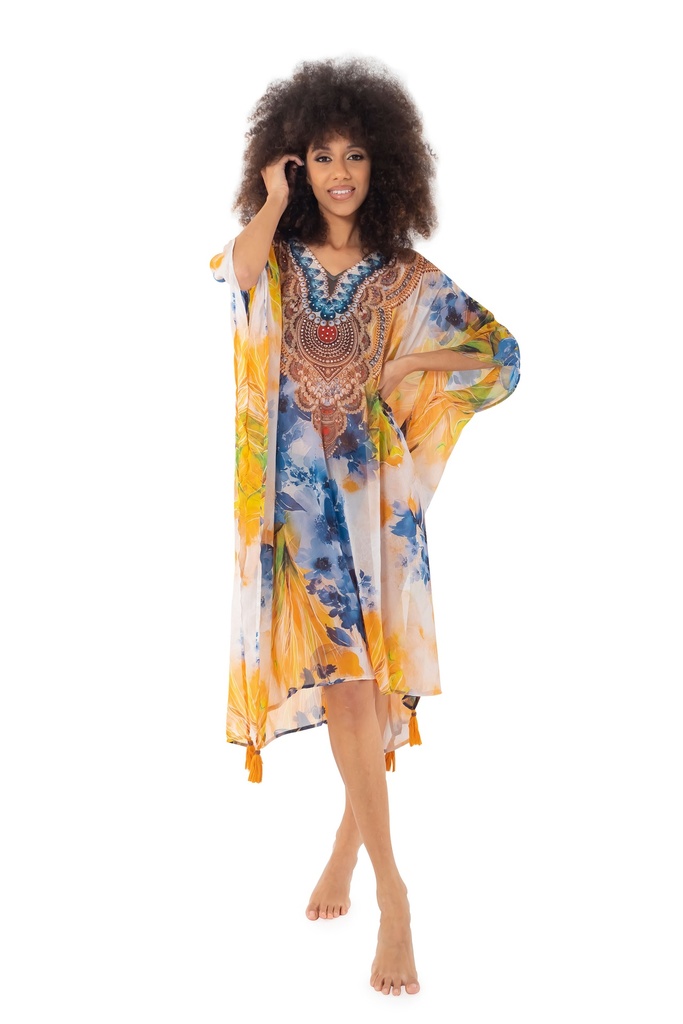 Poncho de plage ICONIQUE "Fuego" IC23-148 - Multi avec strass