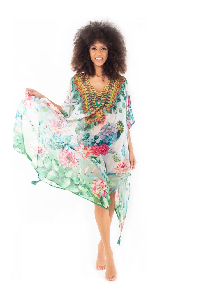 Poncho de plage ICONIQUE "Fuego" IC23-150 - Multi avec strass