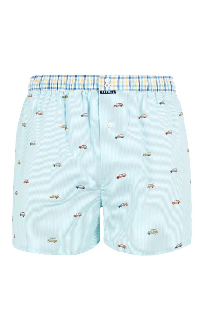 Caleçon américain homme avec maintien intérieur 100% coton bio ARTHUR "Le Club" CSP - Lagon CL1037