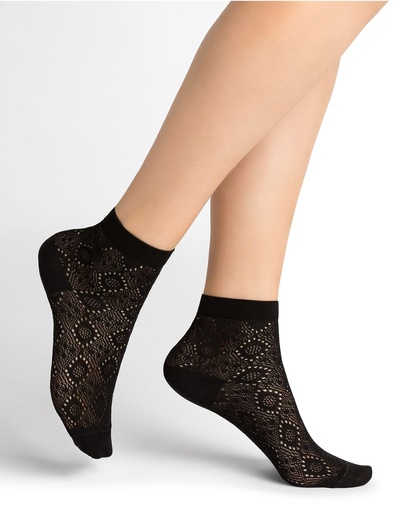 Chaussettes Dame BLEU FORET "Soie Dentelles Anglaises" FBU6332 - Noir AR5