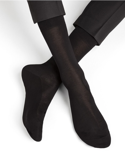 Chaussettes Homme Fines BLEU FORET "Fil d'Ecosse 100%" HFM2719 - Noir AR5