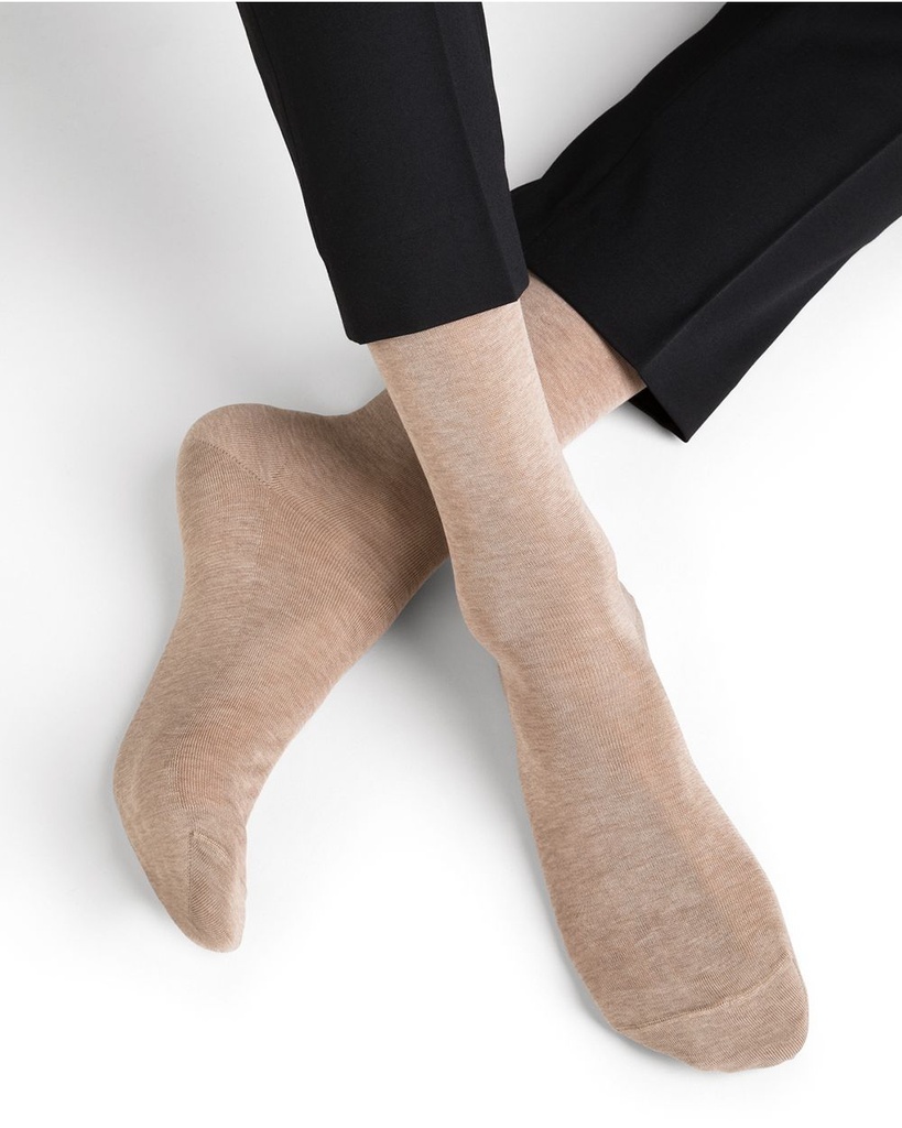 Chaussettes Homme Fines BLEU FORET "Fil d'Ecosse 100%" HFM2719 - Beige Chiné AV3