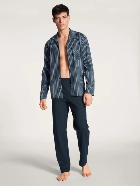 Pyjama long homme boutonné 100% coton CALIDA "Relax Imprint" 40780 - Dark Sapphire 479