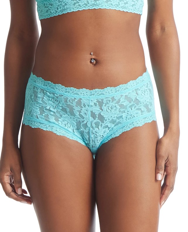 Shorty dentelle stretch HANKY PANKY "Boyshort" 4812P - Aquatic blue AQTB