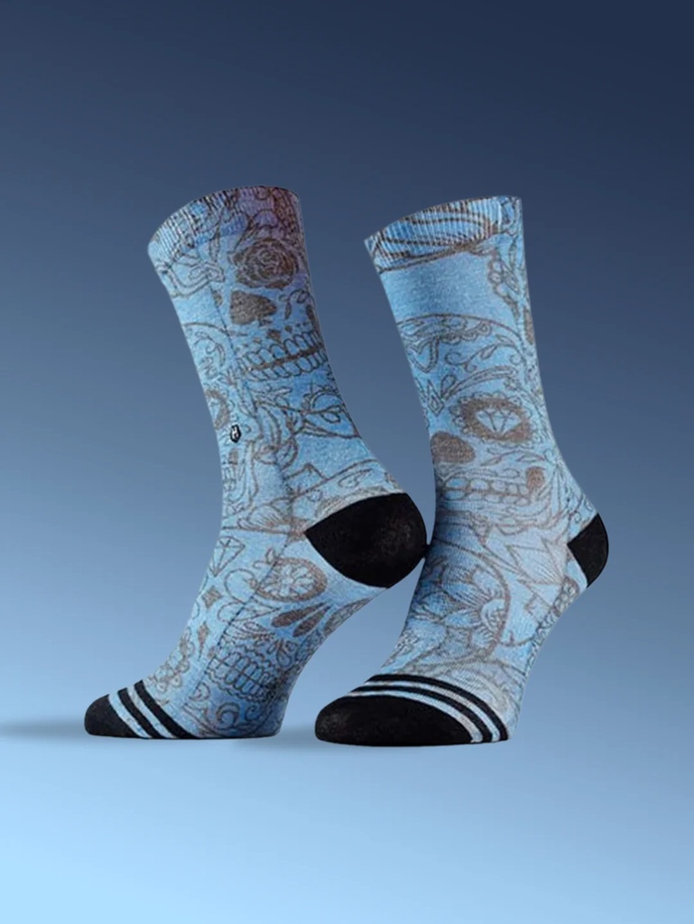 Chaussette homme fantaisie LOIC HENRY "Skull" KSI004X - Bleu Imprimé