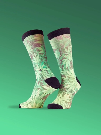 Chaussette homme fantaisie LOIC HENRY "Cannabis" KSI003X - Vert Imprimé